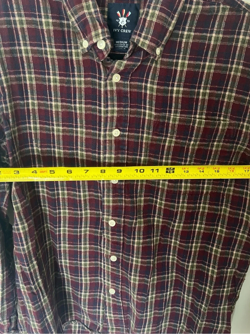 JCrew Button-Down Men's Plaid Shirt - Burgundy